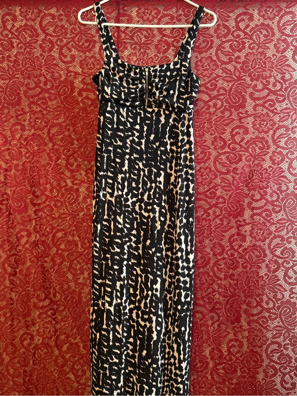 Divided by H&M Black & White Abstract Print Maxi Dress Zip Front Sz 6